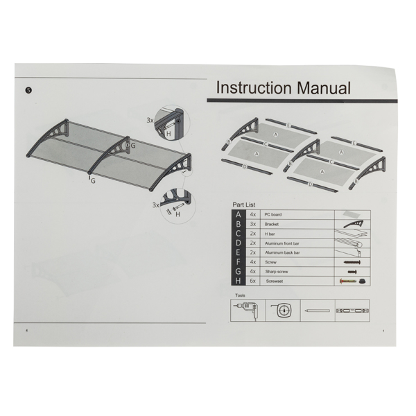 HT-200 x 100 Household Application Door & Window Rain Cover Eaves Brown Board & Black Holder
