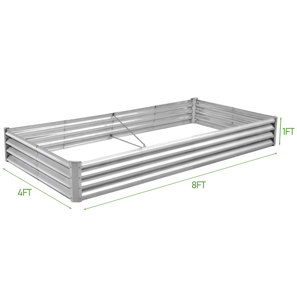 2PCS 8*4*1FT 拼接式长方形镀锌板 原色 铁种植-11