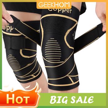  Copper Knee Braces with Strap for Knee Pain Women and Men(2 Pack), Knee Compression Sleeve for Arthritis, ACL, Meniscus Tear, Joint Pain Relief, Knee Support for Working, Running