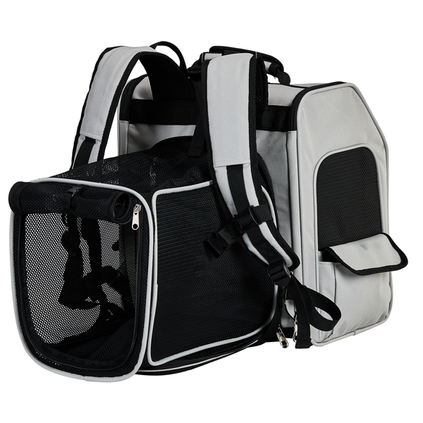 Pet Carrier Backpack, Expandable Cat Dog Carrier with Back Extension, Breathable Mesh Travel Backpack for Small Dogs Cats, Soft-Sided Pet Backpack Holds up to 26 lbs