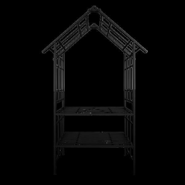 金属花园拱门带长凳可改装成花架 W58.07*H97.24 攀缘植物支撑玫瑰拱门户外黑色-7