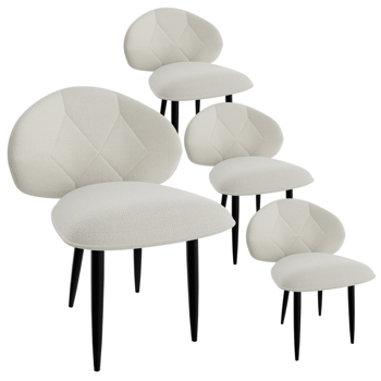 Gepolsterte Esszimmerstühle 4er Set, Moderne Stühle Esszimmer Bequeme Verbreiterte Rückenlehne Küchenstühle mit Metallfüßen