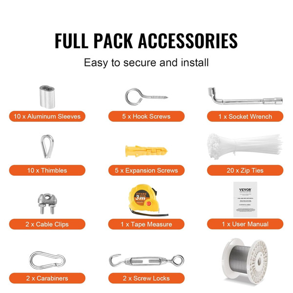 1/8英寸7x7钢丝绳，100英尺长，用于栏杆和支撑的高强度电缆，适用于各种应用的耐用结构（周末不发货，禁售亚马逊）-6