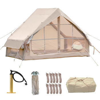 Inflatable <b style=\\'color:red\\'>Tent</b> With Pump,Glamping Tents For 4-6 Person, Easy Setup 4 Season Waterproof Outdoor