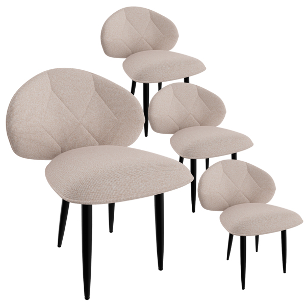 软垫餐椅 4件套，现代餐椅 餐厅 舒适加宽靠背 带金属脚的厨房椅-1