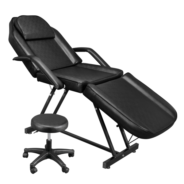 015A Beauty Salon Bed with Stool Black【Same code 10456084】