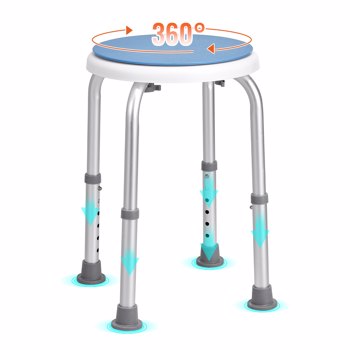 300lb Commercial-Grade Adjustable Shower Chair - 6 Height Bath Stool with Locking Rubber Tips & Anti-Tip Design, Tool-Free Installation Bathroom Safety Seat for Accessibility Needs
