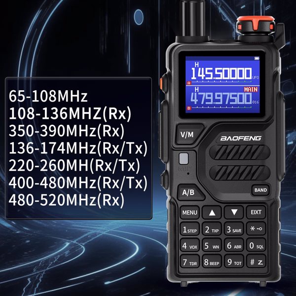宝峰 Baofeng K5plus 10w 双频对讲机 黑色+适配器+USB线 5个装 -3