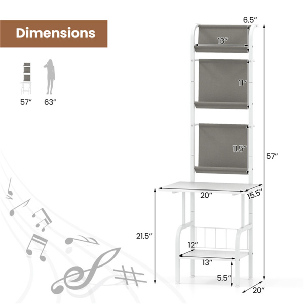 带展示架的5层唱片播放器支架-白色  （amazon shipping-发货，WALMART禁止销售）-4