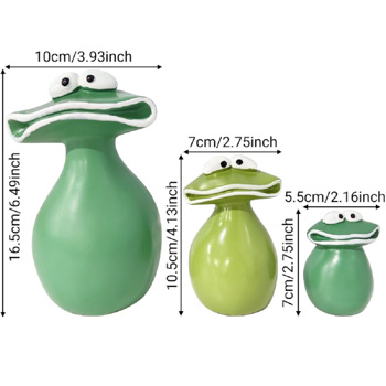 3 PCS New Big Mouth Frog Garden Decoration Waterproof Resin Family Garden Statue