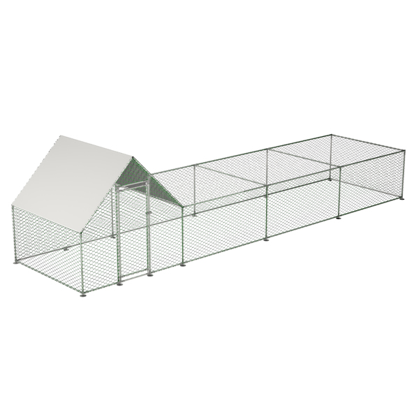 26'Lx6.7'Wx6.6' ft Large Metal Chicken Coop, Walk-in Chicken Run, Galvanized Wire Poultry Chicken Hen Pen Cage, Rabbits Duck Cages with Waterproof and Anti-Ultraviolet Cover for Outside 