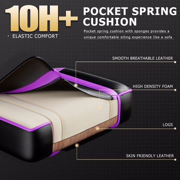 游戏椅，带脚踏和腰部支撑的电脑椅，带头枕的人体工学游戏椅，可调节高度的游戏玩家椅，办公桌椅-7