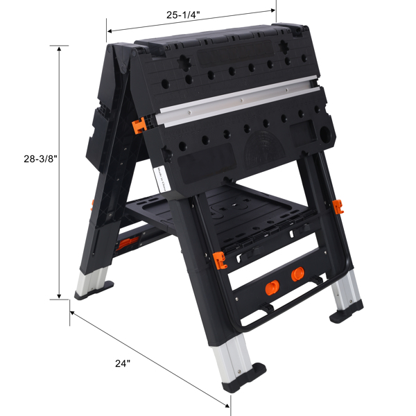 Portable Folding Work Table, 2-in-1 as Sawhorse & Workbench, Large Load Capacity with 2pcs Clamps 