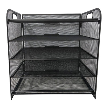 Paper Organizer, Letter Tray with Handle, Mesh Black Paper Sorter, Desk Organizer for Office, Home or School