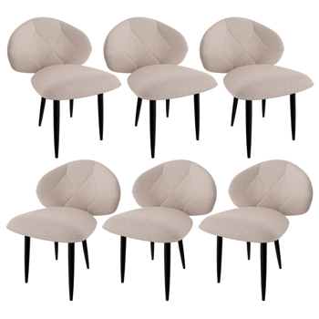 Gepolsterte Esszimmerstühle 6er Set, Moderne Stühle Esszimmer Bequeme Verbreiterte Rückenlehne Küchenstühle mit Metallfüßen