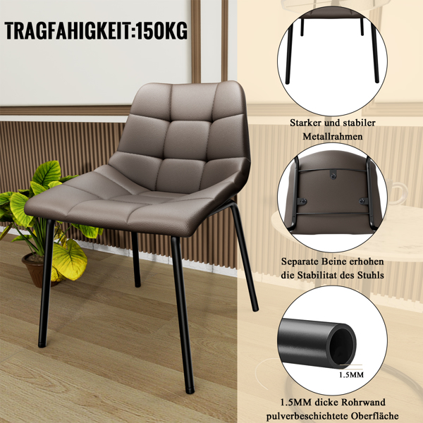 Esszimmerstühle 8er Set, Stühle Esszimmer Kunstleder mit Hoher Rückenlehne, Küchenstühle Modern mit Metallfüßen, Gepolsterter Esstisch Stühle Geeignet für Wohnzimmer Küche