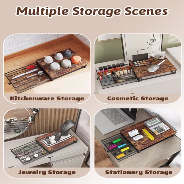 K Cup Organizer, Coffee Pod Holder Rack, Under Cabinet Pod Holder with Sliding Drawer holds up to 35 K-Cup Pods, No Assembly Needed, Rustic Brown