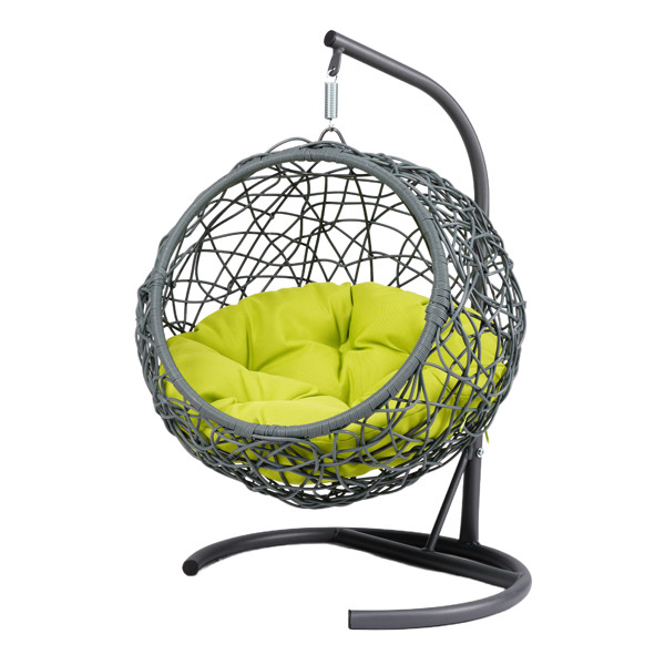 Cat Swing Bed with Stand & Cushion, Cat Egg Chair with Rattan Wicker Appearance, Indoor Hanging Swinging Cat Bed for Cats, Small Dogs, and Small Animals, Green