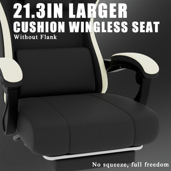 带袋装弹簧坐垫的人体工学游戏椅，带脚踏的透气织物电脑椅，可调节腰部支撑 成人游戏椅 黑色（TEMU仅限自提）-5