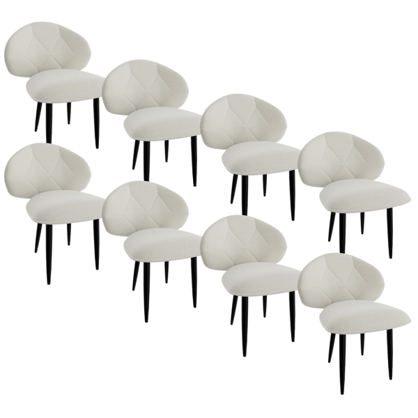 软垫餐椅 8件套，现代餐椅 餐厅 舒适加宽靠背 带金属脚的厨房椅-1