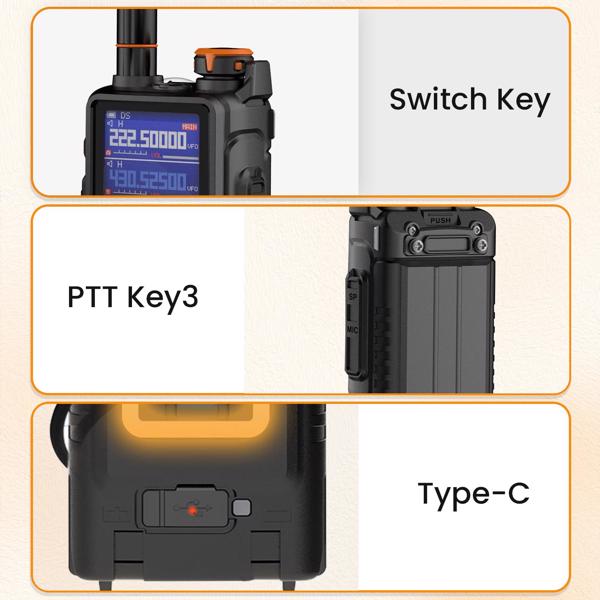 宝峰 Baofeng K5plus 10w 双频对讲机 黑色+适配器+USB线 7个装 -3