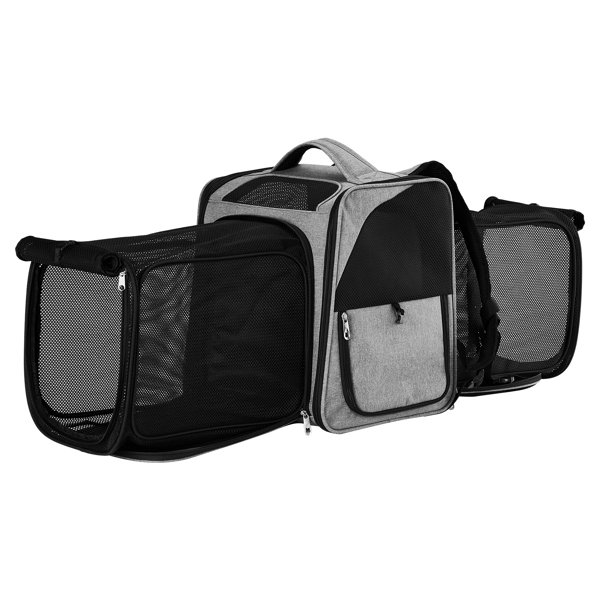 Pet Carrier Backpack, Expandable Cat Dog Carrier with Front & Back Extension, Breathable Mesh Travel Backpack for Small Dogs Cats, Soft-Sided Pet Backpack Holds up to 26 lbs