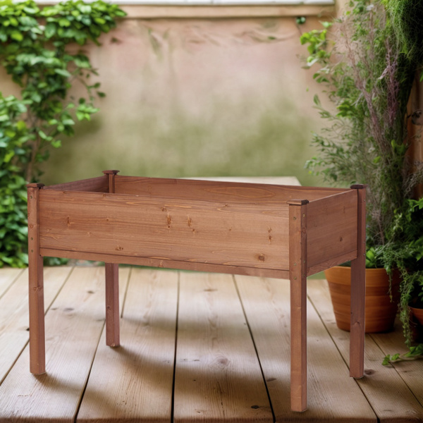 48x24x30英寸带腿高架花坛，高架木制花箱，适合户外植物花卉水果蔬菜香草种植-1