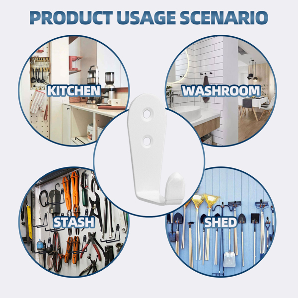 10件 不锈钢单钩浴室客厅餐厅收纳物品挂钩（白色）-3