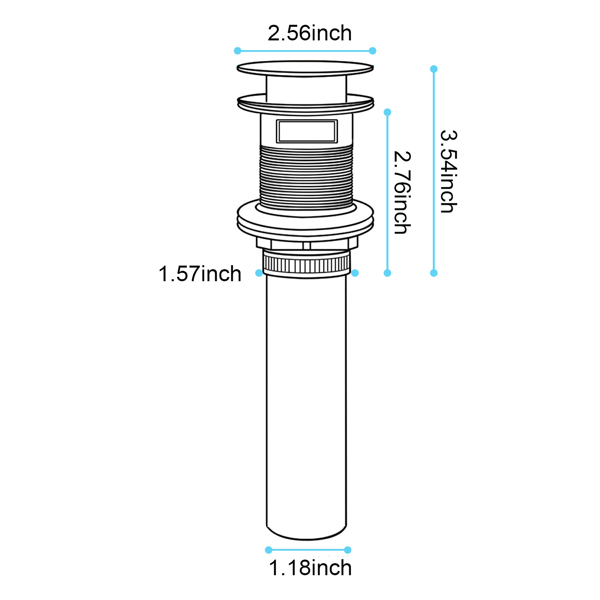 Bathroom Sink Drain with Overflow, Vessel Sink Lavatory Vanity Pop Up Drain Stopper, 304 Stainless Steel 