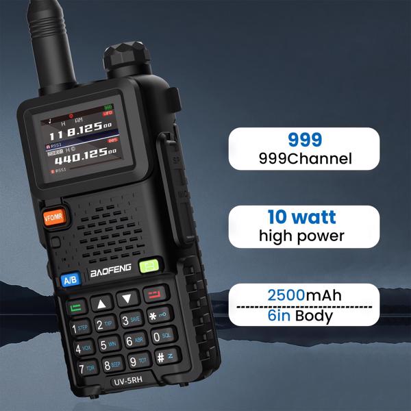 宝峰 Baofeng UV-5RH 10w 彩屏大功率双频对讲机 黑色 7个装 -8