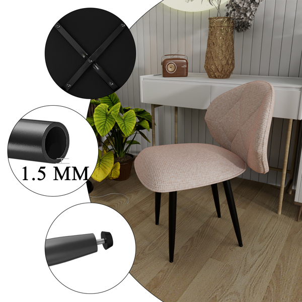 Gepolsterte Esszimmerstühle 2er Set, Moderne Stühle Esszimmer Bequeme Verbreiterte Rückenlehne Küchenstühle mit Metallfüßen