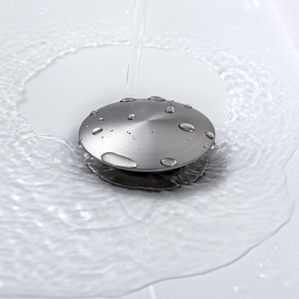 Bathroom Sink Drain with Overflow, Vessel Sink Lavatory Vanity Pop Up Drain Stopper, 304 Stainless Steel 