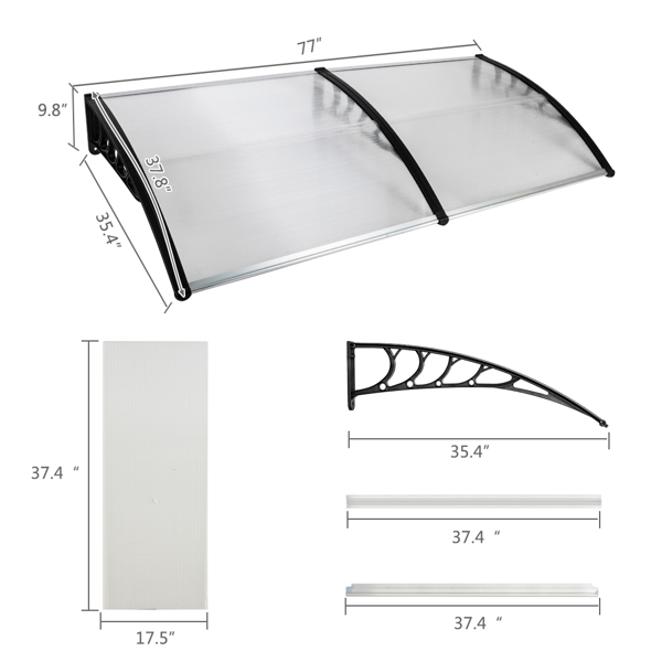 HT-200 x 100 Household Application Door & Window Rain Cover Eaves Black Holder