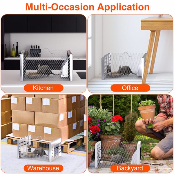 2Pcs Humane Rat Trap Catch and Release Live Mouse Cage Traps with Automatic Continuous Cycle Trapping for Chipmunk Rodent Mouse Small Animals