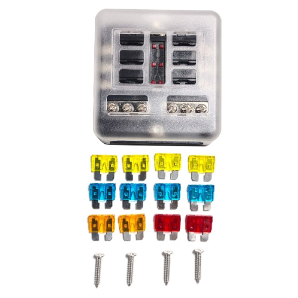 6 Way Blade Fuse Box Block FuseBox Holder Auto Marine Bus Bar Car Kit 12V 32V