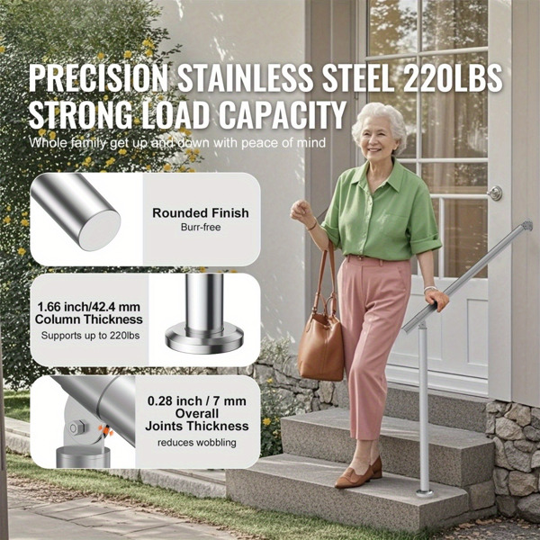 31.5英寸80cm户外踏步扶手，耐用的门廊甲板支撑，可调节各种踏步高度，易于安装（周末不发货，禁售亚马逊）-4