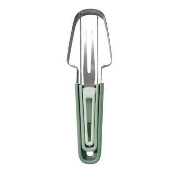 Melonenschneider, Wassermelonen Schneider Edelstahl 3-in-1 Wassermelonenschneider Obstschneider Wassermelone Melonenschneider Edelstahl Melonenmesser für Zuhause, Party, Camping (Grün)