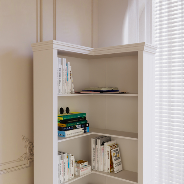 Corner bookshelf, 5 tier open bookshelf, good texture, sturdy and durable, high environmental protection, storage, display, reading one-stop meet, bedroom, living room, study, the essential bookshelf.