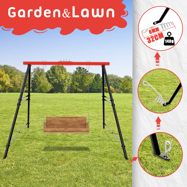 Porch Swing Frame, 550lbs Weight Capacity Swing Stand, Heavy Duty A-Frame Swing, Swing Stand Frame for Yoga Hammock Saucer Baby Porch Swing (Red, Swing NOT Included)