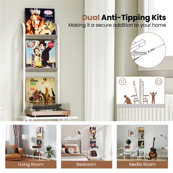 带展示架的5层唱片播放器支架-白色  （amazon shipping-发货，WALMART禁止销售）-5