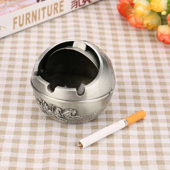 Portable Travel Car Ashtray Round <b style=\\'color:red\\'>Ball</b> Stamped Pattern Gift Home Decoration (#01)