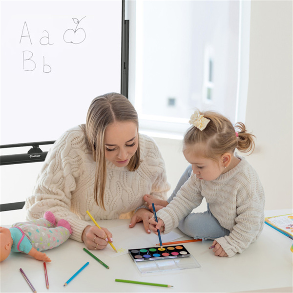 48''x36'' Mobile Whiteboard with Height Adjust，Magnetic Double-Sided Reversible Whiteboard