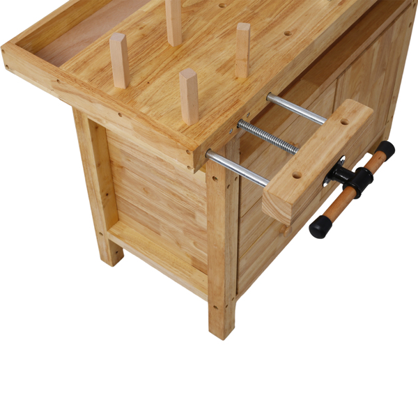 Wood Workbench - Wooden Workbench for Garage Workshop and Home, with Rapid Action Woodworking Vise 7 Inch Jaw Width Made with Heavy-Duty Cast Iron ,GRAY 