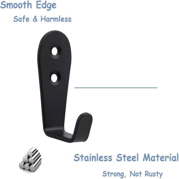 5件套大号L型不锈钢挂钩玄关门板衣橱书包（黑色）-5