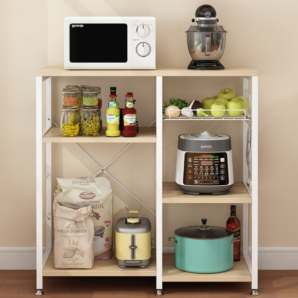 3-Tier Kitchen Baker's Rack Utility Microwave Oven Stand Storage Cart Workstation Shelf White Oak