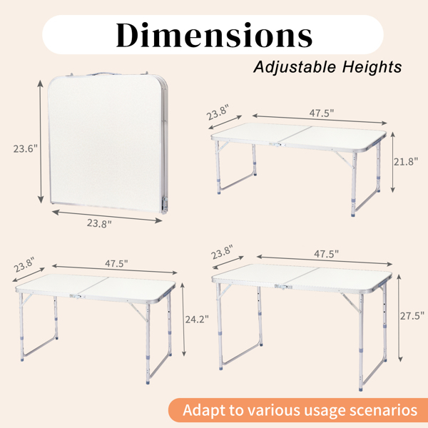 120 x 60 x 70 4Ft Portable Multipurpose Folding Table White