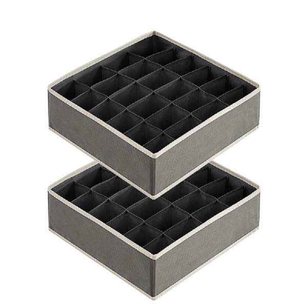 Schubladen-Organizer mit Trennwand, 2er-Set Faltbare Stoff-Organizer für Kleiderschrank, Aufbewahrung im Schlafzimmer, Aufbewahrungsboxen für Socken, Unterwäsche, Krawatten, Schals, Grau