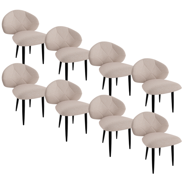 软垫餐椅 8件套，现代餐椅 餐厅 舒适加宽靠背 带金属脚的厨房椅-1