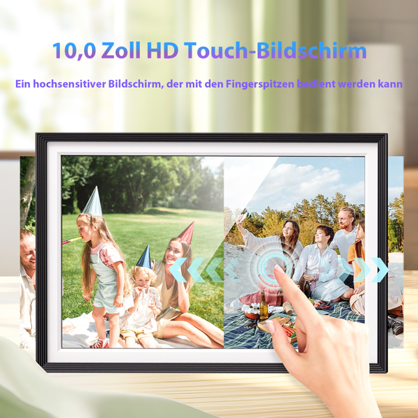 Digital photo frame with WiFi photo transfer. Digital picture frame with 1280x800 pixels, 32 GB, electronic photo frame with Uhale photo/video-sharing feature.