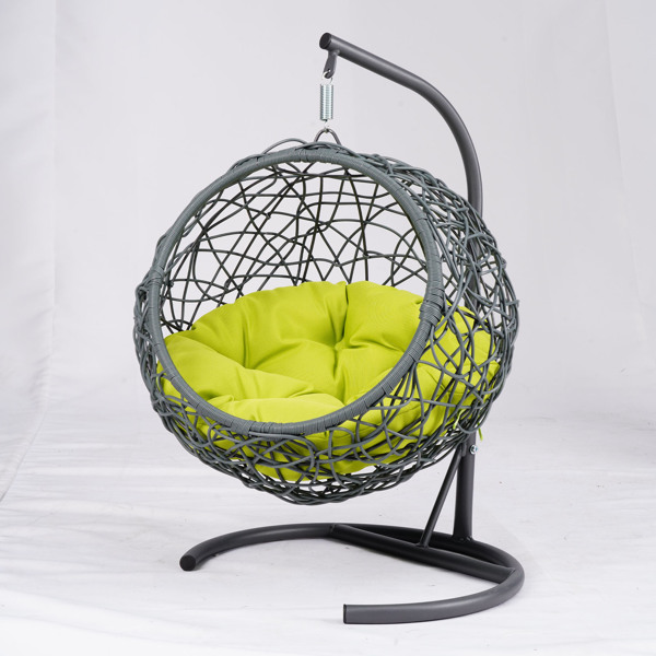 Cat Swing Bed with Stand & Cushion, Cat Egg Chair with Rattan Wicker Appearance, Indoor Hanging Swinging Cat Bed for Cats, Small Dogs, and Small Animals, Green
